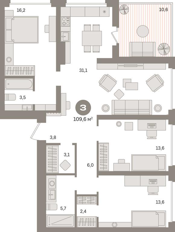Продажа 3-комн. квартиры, 109,6 м² в ЖК «Квартал Издание», Перовское шоссе, Москва, Россия #1 Продажа 3-комн. квартиры, 109,6 м² в ЖК «Квартал Издание», Перовское шоссе, Москва, Россия #1