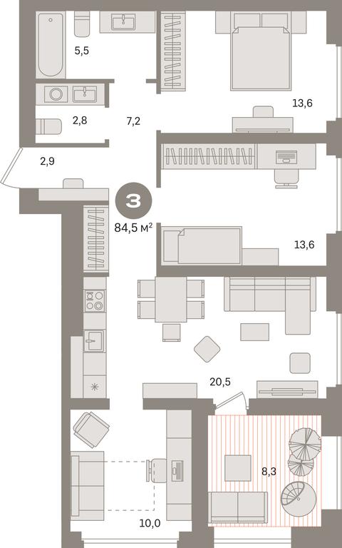 3-BD Apartment Sale, 84.5平方米 at Kvartal Izdanie, Perovskoye Highway, Moscow, Russia #1 3-BD Apartment Sale, 84.5平方米 at Kvartal Izdanie, Perovskoye Highway, Moscow, Russia #1