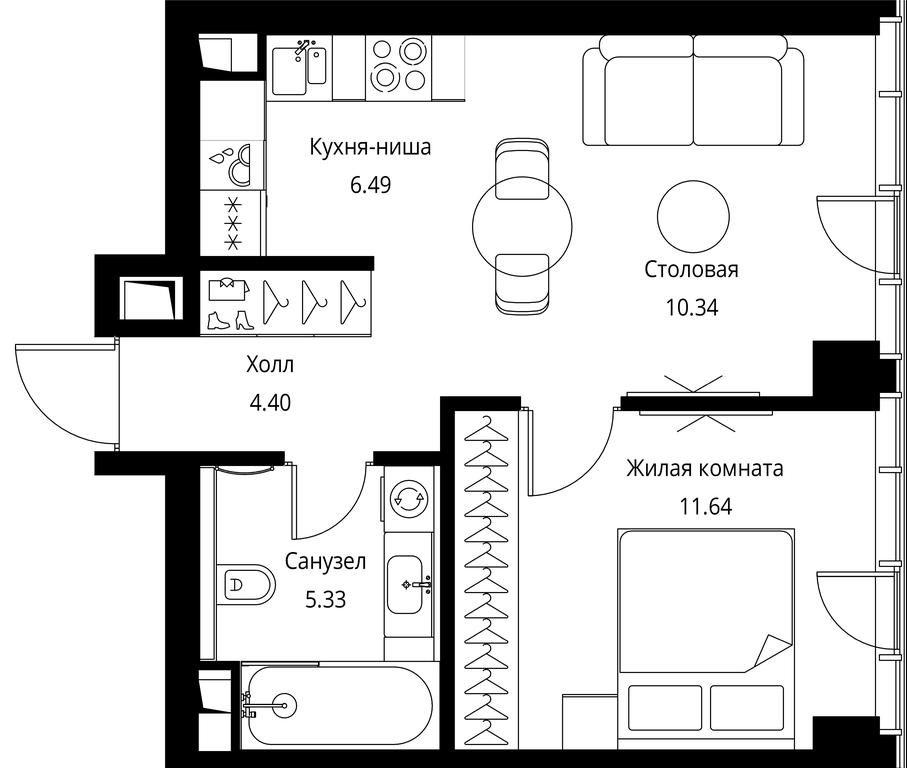 1-BD Apartment Sale, 38.2平方米 at City Bay, Volokolamskoye Highway, 95с3, Moscow, Russia #1 1-BD Apartment Sale, 38.2平方米 at City Bay, Volokolamskoye Highway, 95с3, Moscow, Russia #1