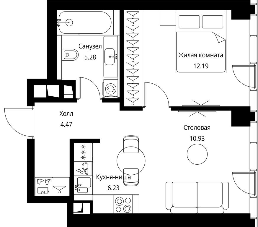 1-BD Apartment Sale, 39.1平方米 at City Bay, Volokolamskoye Highway, 95с3, Moscow, Russia #1 1-BD Apartment Sale, 39.1平方米 at City Bay, Volokolamskoye Highway, 95с3, Moscow, Russia #1