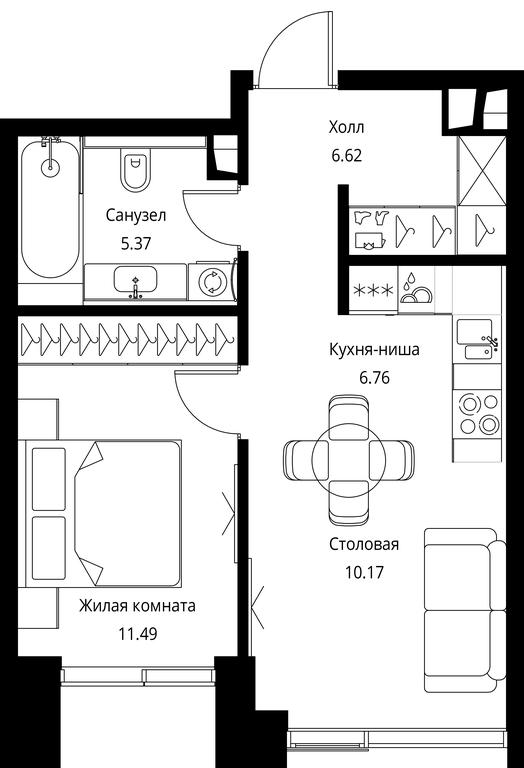 1-BD Apartment Sale, 40.41 sq. m. at City Bay, Volokolamskoye Highway, 95с3, Moscow, Russia #1