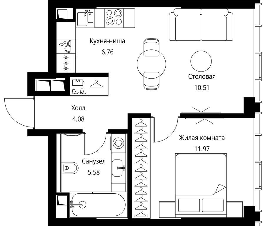 1-BD Apartment Sale, 38.91平方米 at City Bay, Volokolamskoye Highway, 95с3, Moscow, Russia #1 1-BD Apartment Sale, 38.91平方米 at City Bay, Volokolamskoye Highway, 95с3, Moscow, Russia #1