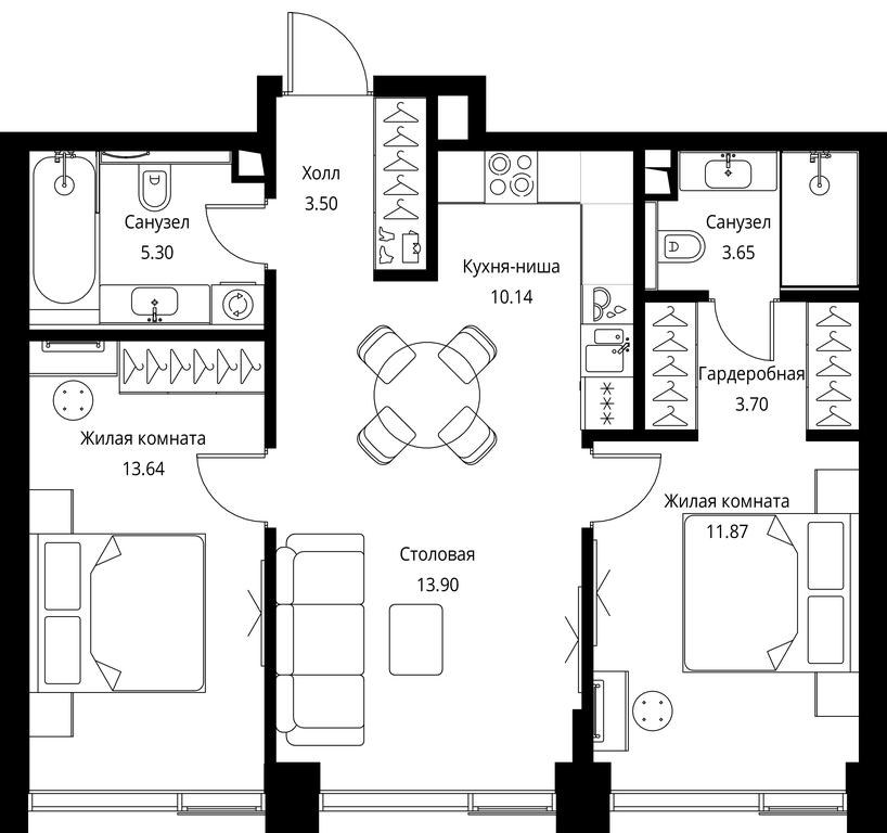 2-BD Apartment Sale, 65.7平方米 at City Bay, Volokolamskoye Highway, 95с3, Moscow, Russia #1 2-BD Apartment Sale, 65.7平方米 at City Bay, Volokolamskoye Highway, 95с3, Moscow, Russia #1