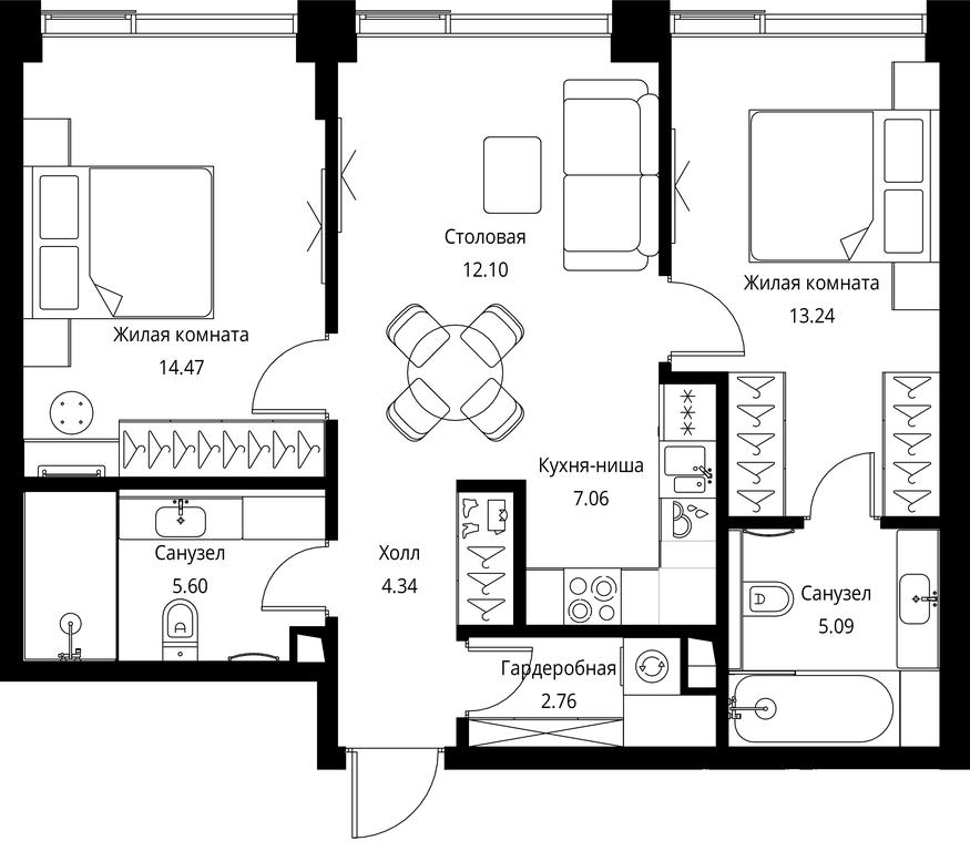 Продажа 2-комн. квартиры, 64,66 м² в ЖК «Сити Бэй (City Bay)», Волоколамское шоссе, 95с3, Москва, Россия #1