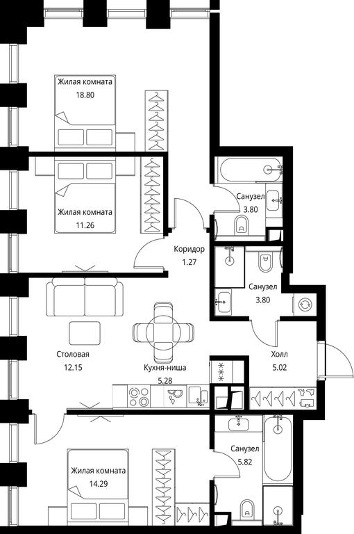 3-BD Apartment Sale, 81.49平方米 at City Bay, Volokolamskoye Highway, 95с3, Moscow, Russia #1 3-BD Apartment Sale, 81.49平方米 at City Bay, Volokolamskoye Highway, 95с3, Moscow, Russia #1