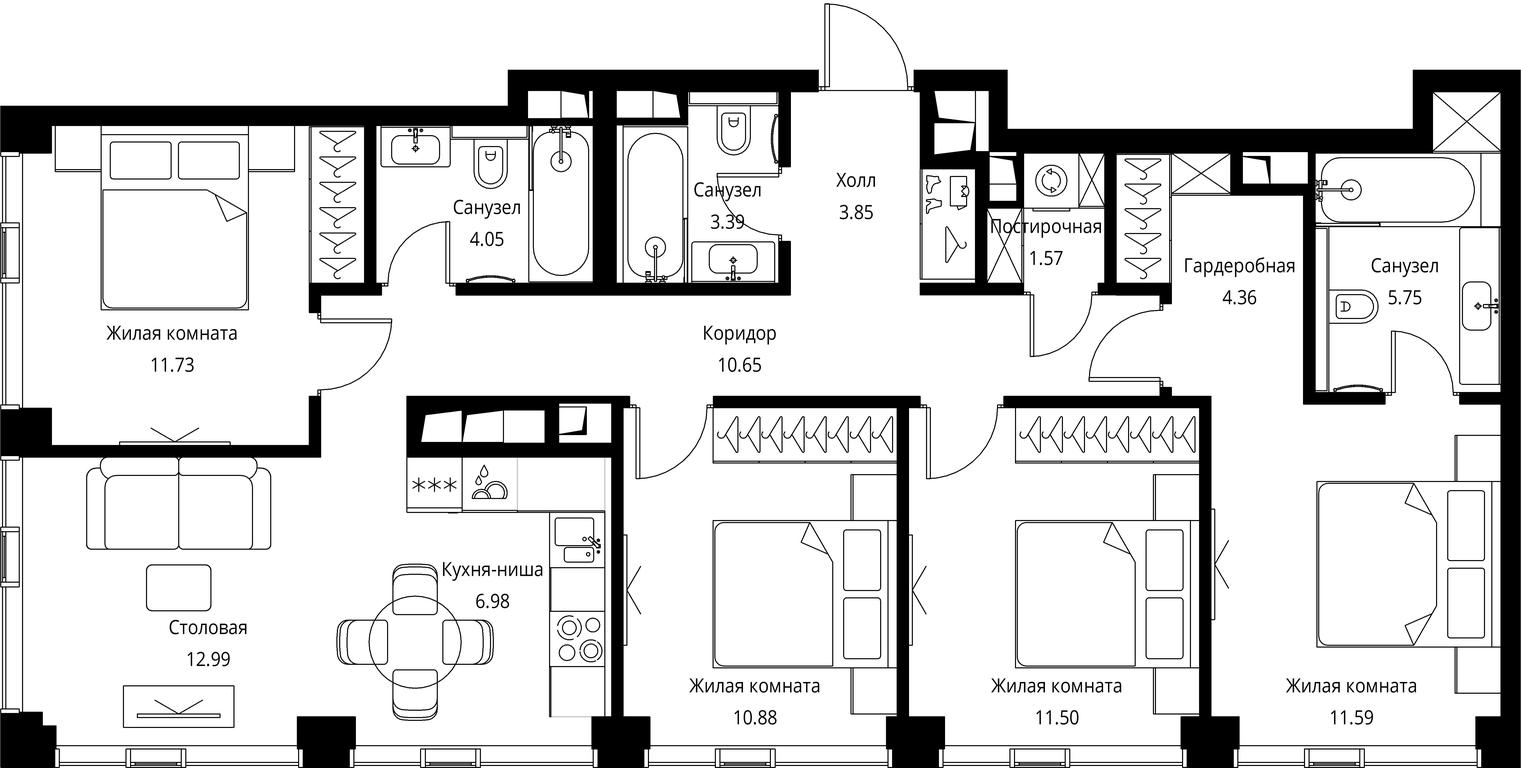 4-BD Apartment Sale, 99.29 sq. m. at City Bay, Volokolamskoye Highway, 95с3, Moscow, Russia #1 4-BD Apartment Sale, 99.29 sq. m. at City Bay, Volokolamskoye Highway, 95с3, Moscow, Russia #1