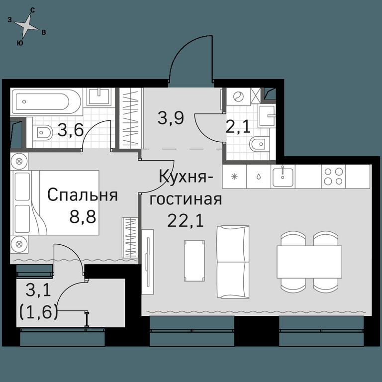 1-BD Apartment Sale, 42.1 sq. m. at Sky Garden, Stroitelny Drive, 9с6, Moscow, Russia #1 1-BD Apartment Sale, 42.1 sq. m. at Sky Garden, Stroitelny Drive, 9с6, Moscow, Russia #1