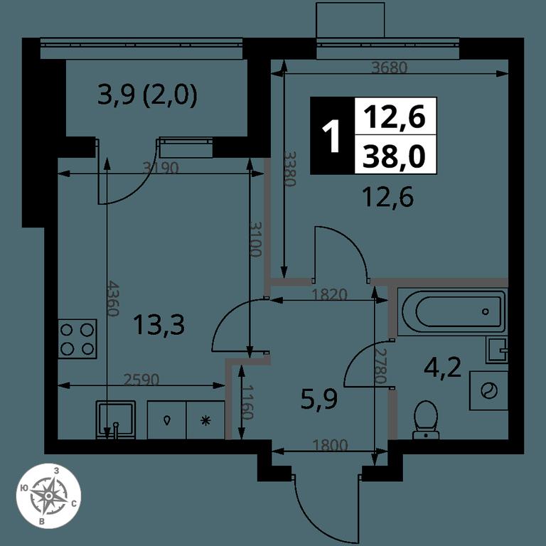 1-BD Apartment Sale, 38 sq. m. at 1 Yasenevskij, Kvartal № 24, Mosrentgen Settlement, Moscow, Russia #1 1-BD Apartment Sale, 38 sq. m. at 1 Yasenevskij, Kvartal № 24, Mosrentgen Settlement, Moscow, Russia #1