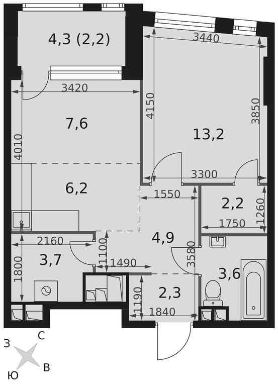 2-BD Apartment Sale, 45.9平方米 at Rotterdam, Varshavskoye Highway, 37Ак1с2, Moscow, Russia #2 2-BD Apartment Sale, 45.9平方米 at Rotterdam, Varshavskoye Highway, 37Ак1с2, Moscow, Russia #2