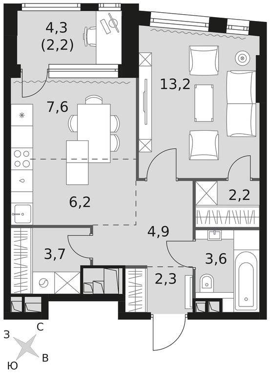 2-BD Apartment Sale, 45.9平方米 at Rotterdam, Varshavskoye Highway, 37Ак1с2, Moscow, Russia #1 2-BD Apartment Sale, 45.9平方米 at Rotterdam, Varshavskoye Highway, 37Ак1с2, Moscow, Russia #1