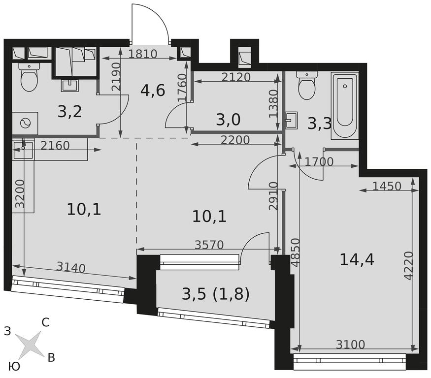 2-BD Apartment Sale, 50.5 sq. m. at Rotterdam, Varshavskoye Highway, 37Ак1с2, Moscow, Russia #2