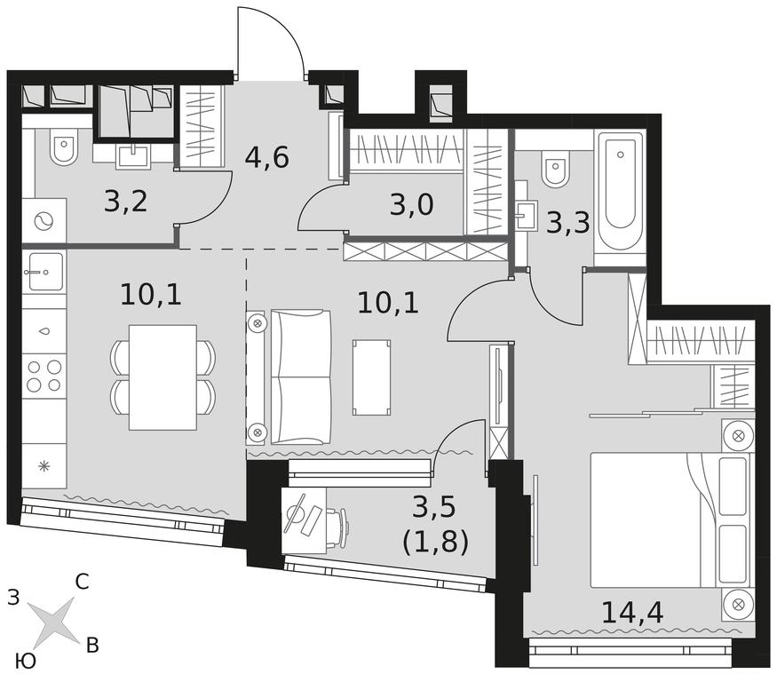 2-BD Apartment Sale, 50.5 sq. m. at Rotterdam, Varshavskoye Highway, 37Ак1с2, Moscow, Russia #1