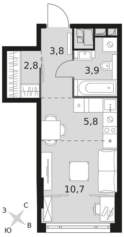 Apartment Sale, 27平方米 at Rotterdam, Varshavskoye Highway, 37Ак1с2, Moscow, Russia #1