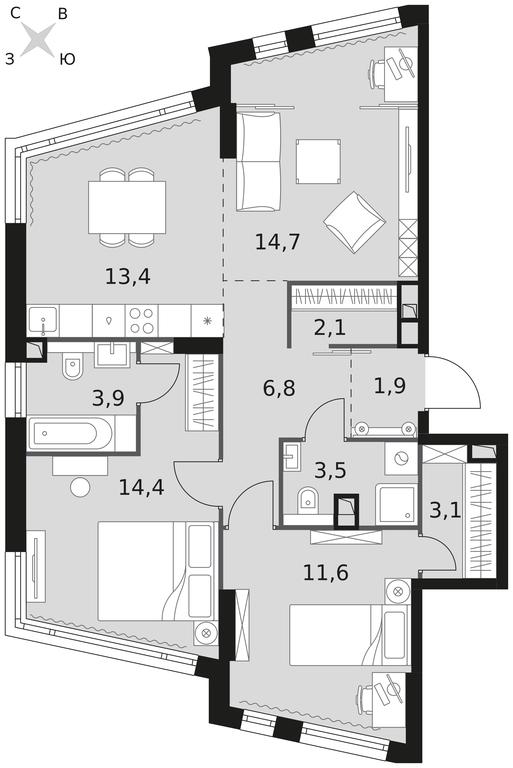 3-BD Apartment Sale, 75.4 sq. m. at Rotterdam, Varshavskoye Highway, 37Ак1с2, Moscow, Russia #1
