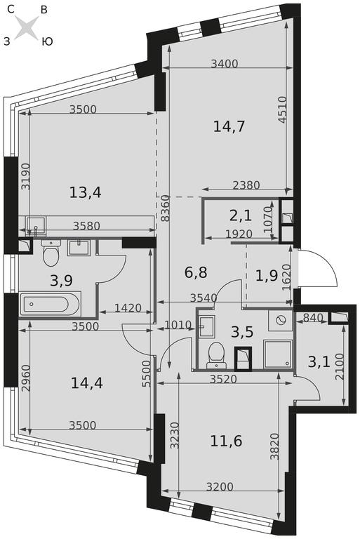 3-BD Apartment Sale, 75.4 sq. m. at Rotterdam, Varshavskoye Highway, 37Ак1с2, Moscow, Russia #2