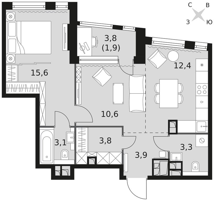 2-BD Apartment Sale, 54.6平方米 at Rotterdam, Varshavskoye Highway, 37Ак1с2, Moscow, Russia #1