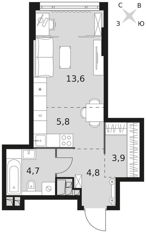 Apartment Sale, 32.8 sq. m. at Rotterdam, Varshavskoye Highway, 37Ак1с2, Moscow, Russia #1
