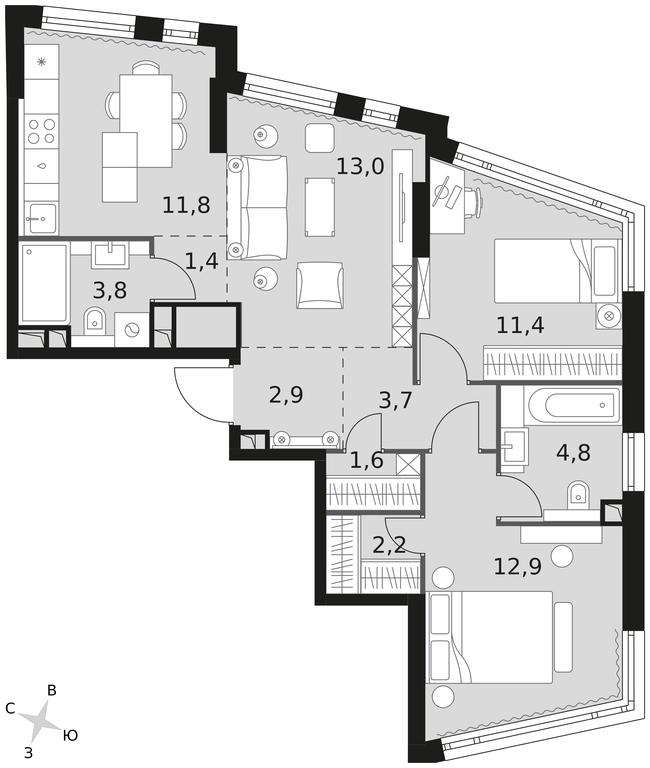 3-BD Apartment Sale, 69.5 sq. m. at Rotterdam, Varshavskoye Highway, 37Ак1с2, Moscow, Russia #1 3-BD Apartment Sale, 69.5 sq. m. at Rotterdam, Varshavskoye Highway, 37Ак1с2, Moscow, Russia #1
