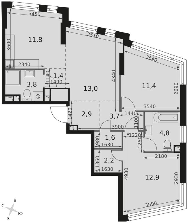 3-BD Apartment Sale, 69.5 sq. m. at Rotterdam, Varshavskoye Highway, 37Ак1с2, Moscow, Russia #2 3-BD Apartment Sale, 69.5 sq. m. at Rotterdam, Varshavskoye Highway, 37Ак1с2, Moscow, Russia #2