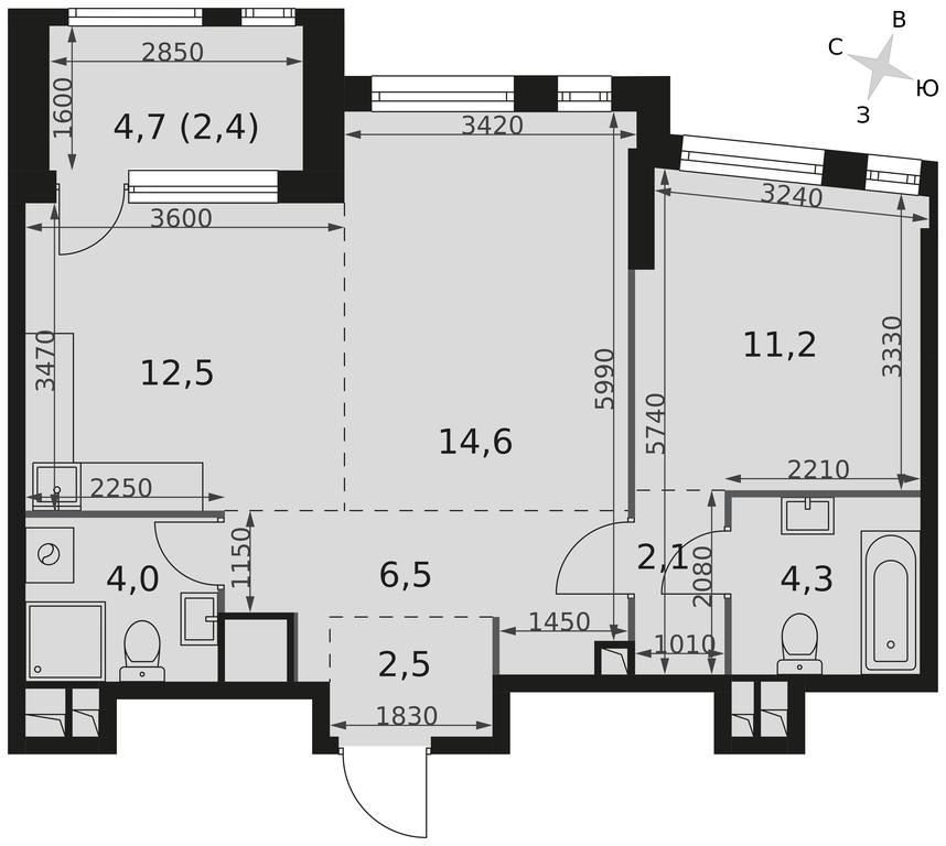 2-BD Apartment Sale, 60.1平方米 at Rotterdam, Varshavskoye Highway, 37Ак1с2, Moscow, Russia #2 2-BD Apartment Sale, 60.1平方米 at Rotterdam, Varshavskoye Highway, 37Ак1с2, Moscow, Russia #2
