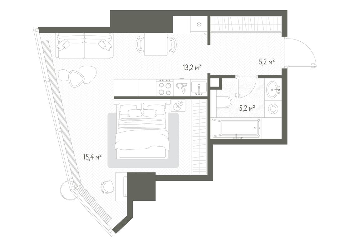 1-BD Apartment Sale, 39平方米 at One, 1st Krasnogvardeysky Drive, 11, Moscow, Russia #2 1-BD Apartment Sale, 39平方米 at One, 1st Krasnogvardeysky Drive, 11, Moscow, Russia #2