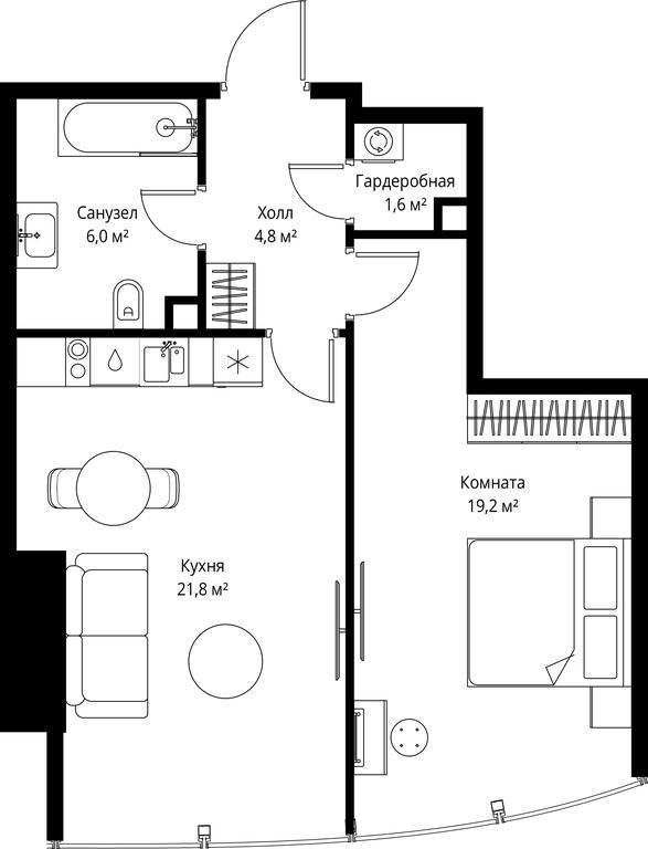1-BD Apartment Sale, 53.4 sq. m. at One, 1st Krasnogvardeysky Drive, 11, Moscow, Russia #2
