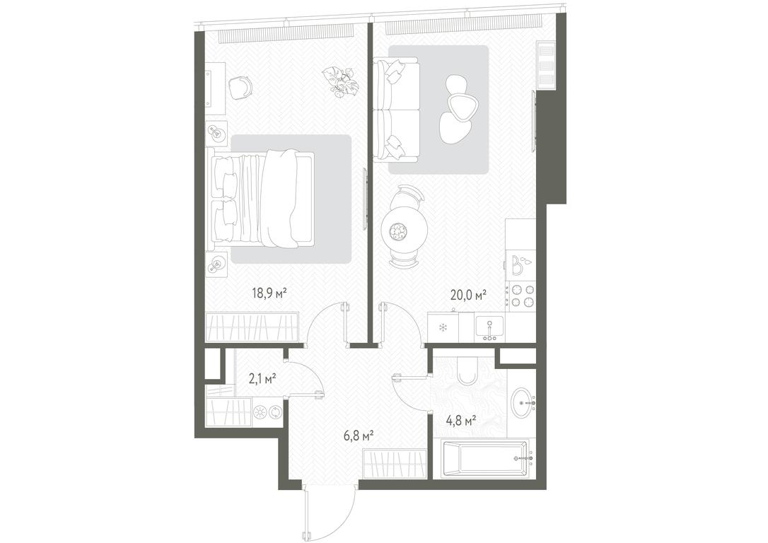 1-BD Apartment Sale, 52.6 sq. m. at One, 1st Krasnogvardeysky Drive, 11, Moscow, Russia #1