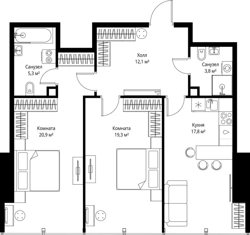 2-BD Apartment Sale, 79.2 sq. m. at One, 1st Krasnogvardeysky Drive, 11, Moscow, Russia #1
