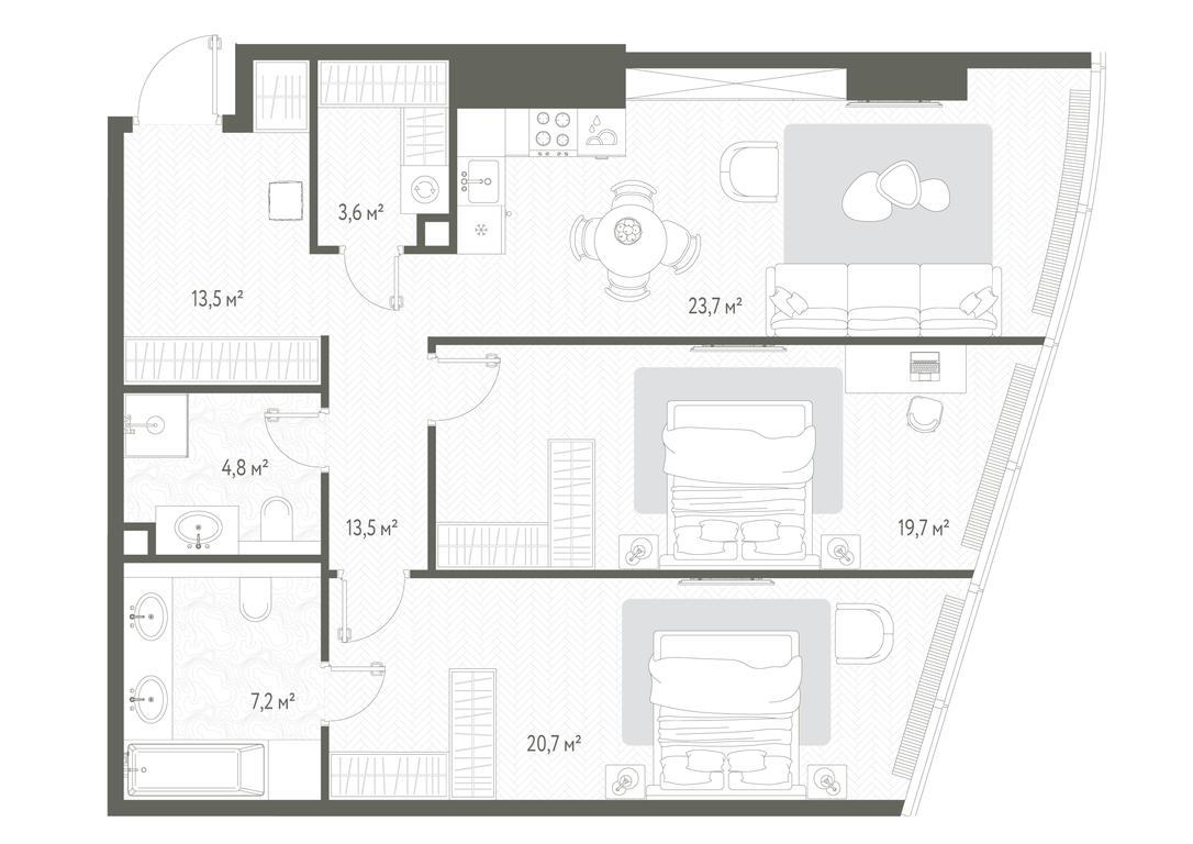 2-BD Apartment Sale, 93.2平方米 at One, 1st Krasnogvardeysky Drive, 11, Moscow, Russia #1 2-BD Apartment Sale, 93.2平方米 at One, 1st Krasnogvardeysky Drive, 11, Moscow, Russia #1