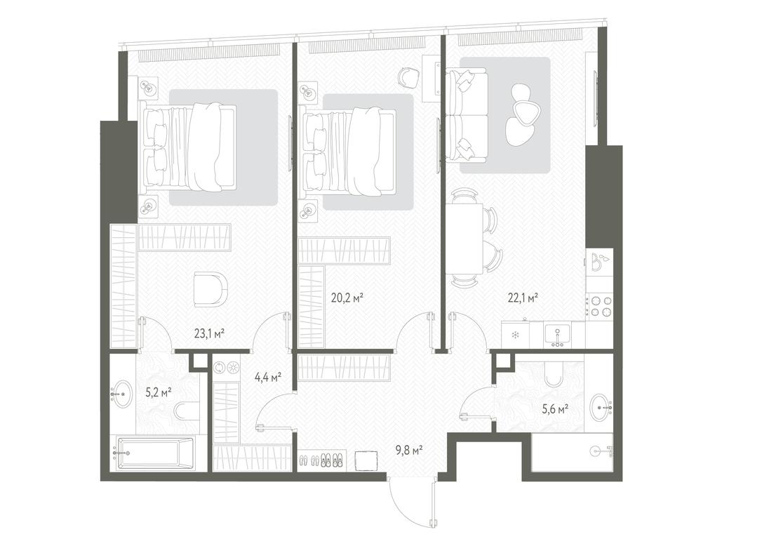 2-BD Apartment Sale, 90.4平方米 at One, 1st Krasnogvardeysky Drive, 11, Moscow, Russia #1 2-BD Apartment Sale, 90.4平方米 at One, 1st Krasnogvardeysky Drive, 11, Moscow, Russia #1