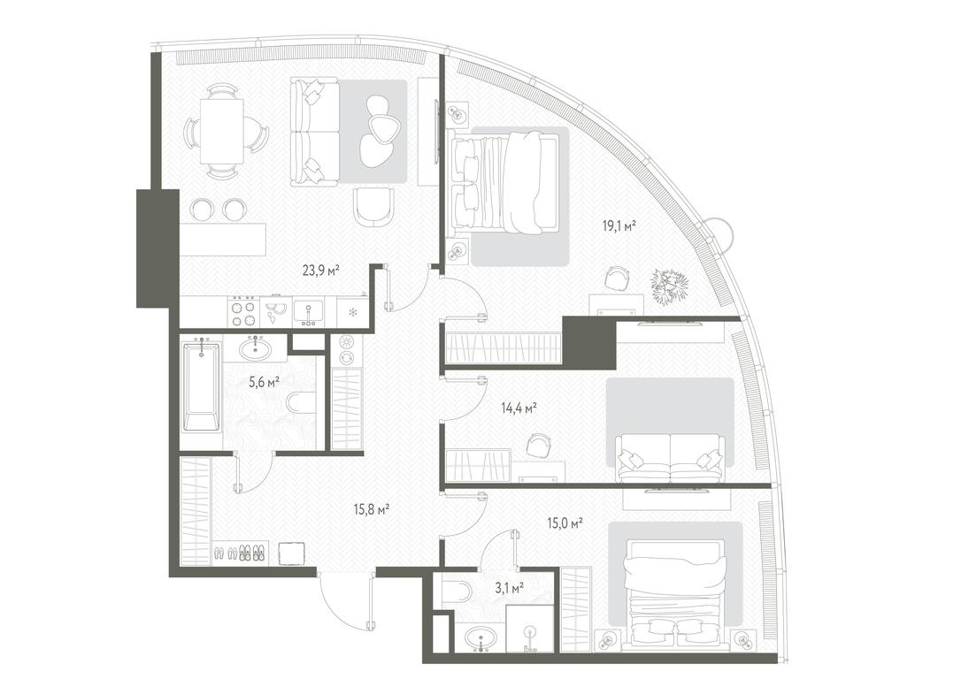 3-BD Apartment Sale, 96.9平方米 at One, 1st Krasnogvardeysky Drive, 11, Moscow, Russia #1 3-BD Apartment Sale, 96.9平方米 at One, 1st Krasnogvardeysky Drive, 11, Moscow, Russia #1