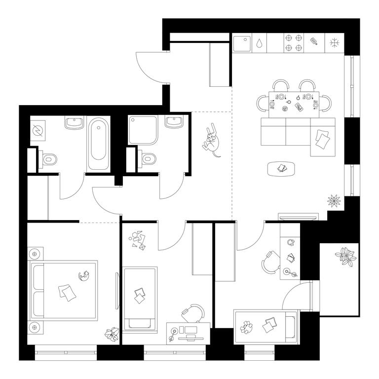 3-BD Apartment Sale, 69 sq. m. at Narvin, Kronshtadtsky Boulevard, 14с13, Moscow, Russia #1