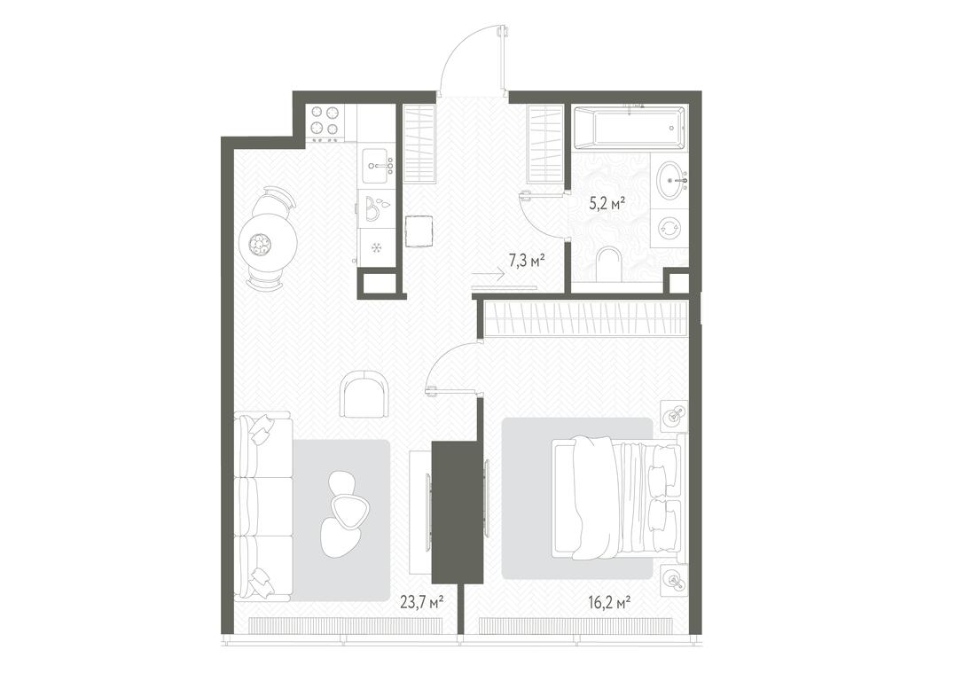 1-BD Apartment Sale, 52.6 sq. m. at One, 1st Krasnogvardeysky Drive, 11, Moscow, Russia #1