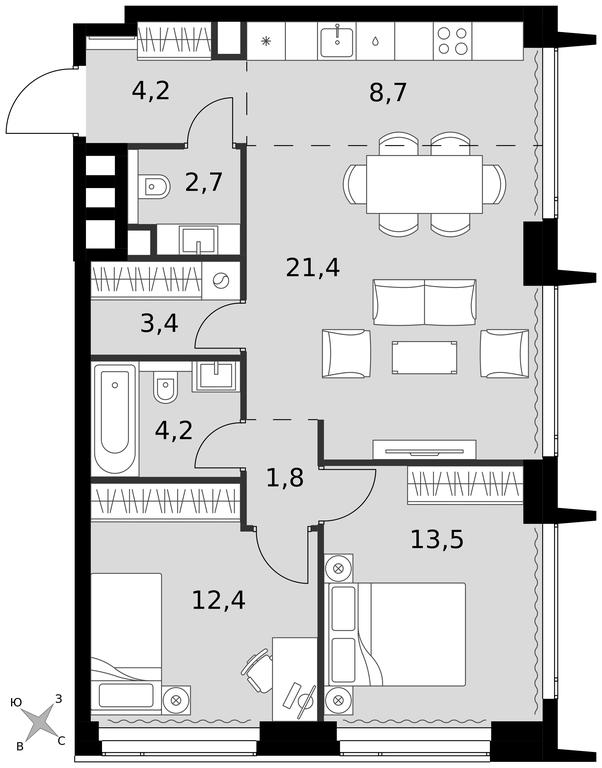 Продажа 3-комн. квартиры, 72,3 м² в ЖК «Амбер Сити (Amber City)», 3-й Хорошёвский проезд, 3А, Москва, Россия #1