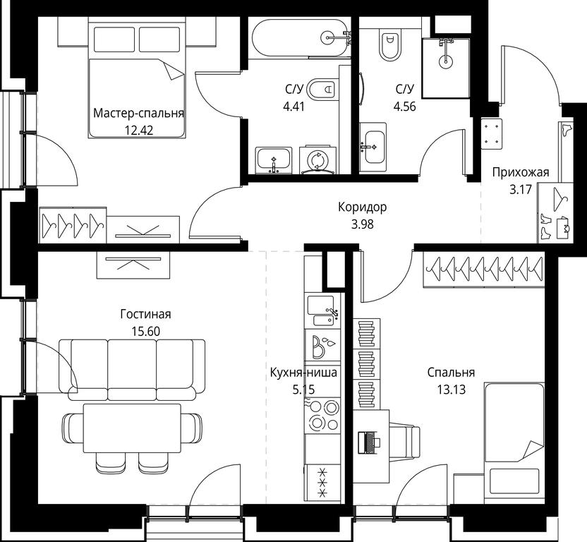 Продажа 2-комн. квартиры, 62,42 м² в ЖК «MИRA», проспект Мира, Москва, Россия #1