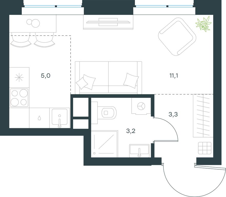 Apartment Sale, 22.6 sq. m. at Level Michurinskiy, Озёрная улица, вл1, Москва, Россия #1