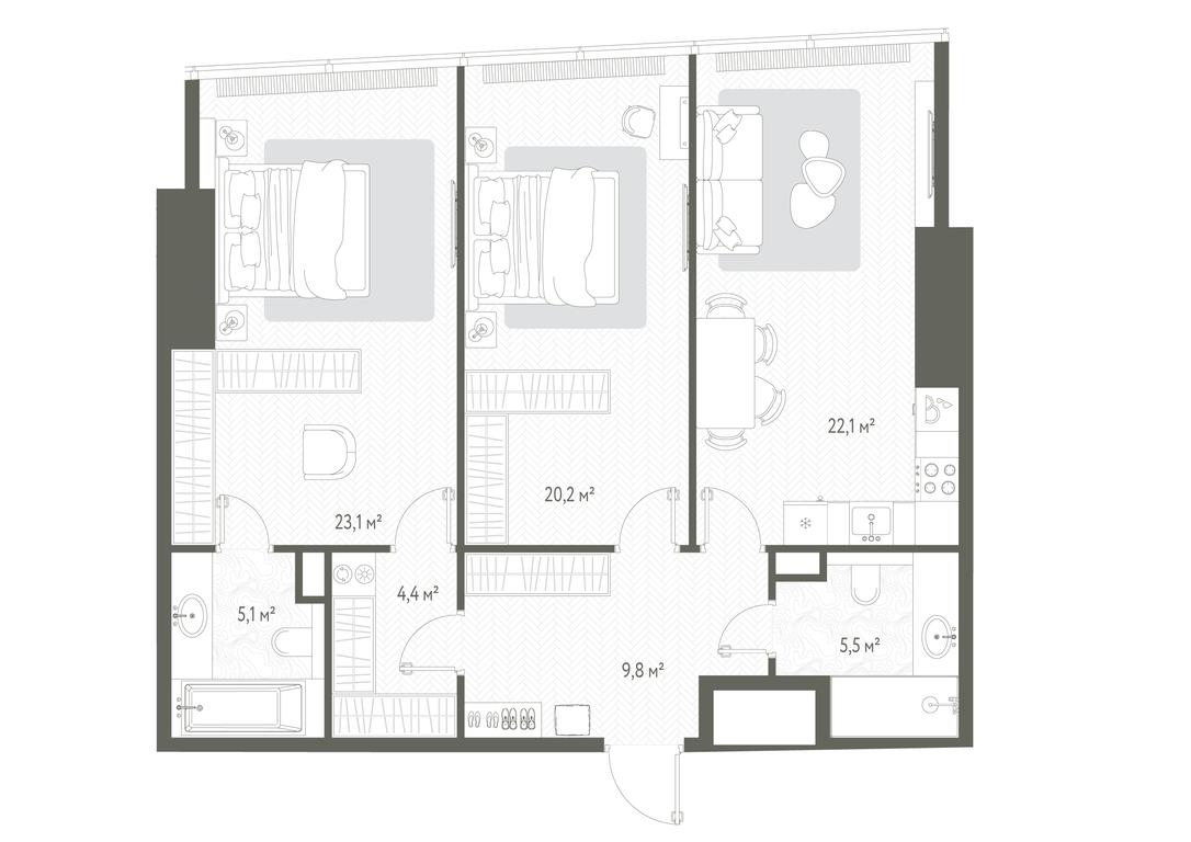 2-BD Apartment Sale, 90.2 sq. m. at One, 1st Krasnogvardeysky Drive, 11, Moscow, Russia #2 2-BD Apartment Sale, 90.2 sq. m. at One, 1st Krasnogvardeysky Drive, 11, Moscow, Russia #2