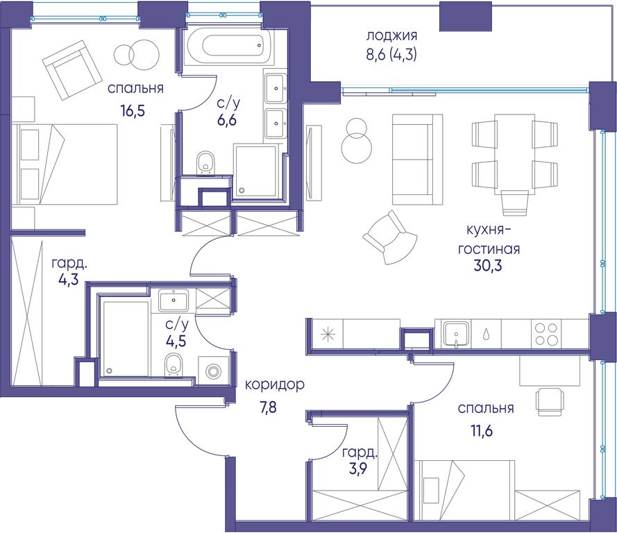 Продажа 2-комн. квартиры, 89,8 м² в ЖК «Остров», улица Нижние Мнёвники, 37Ас4, Москва, Россия #1