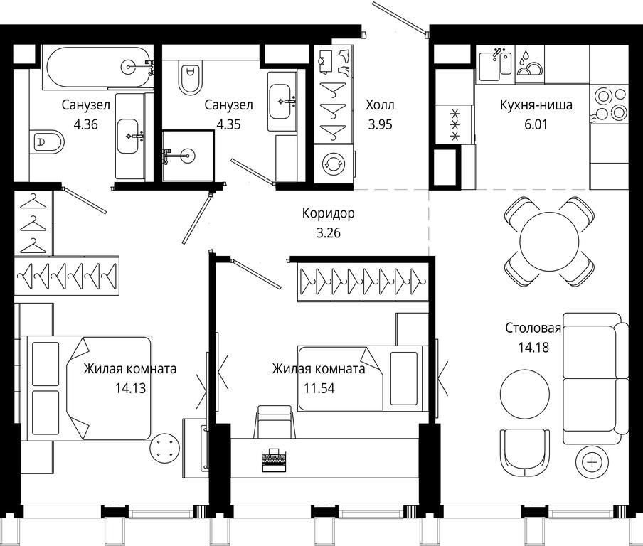 Продажа 2-комн. квартиры, 61,77 м² в ЖК «Мод (Mod)», 4-я улица Марьиной Рощи, 12с9, Москва, Россия #1