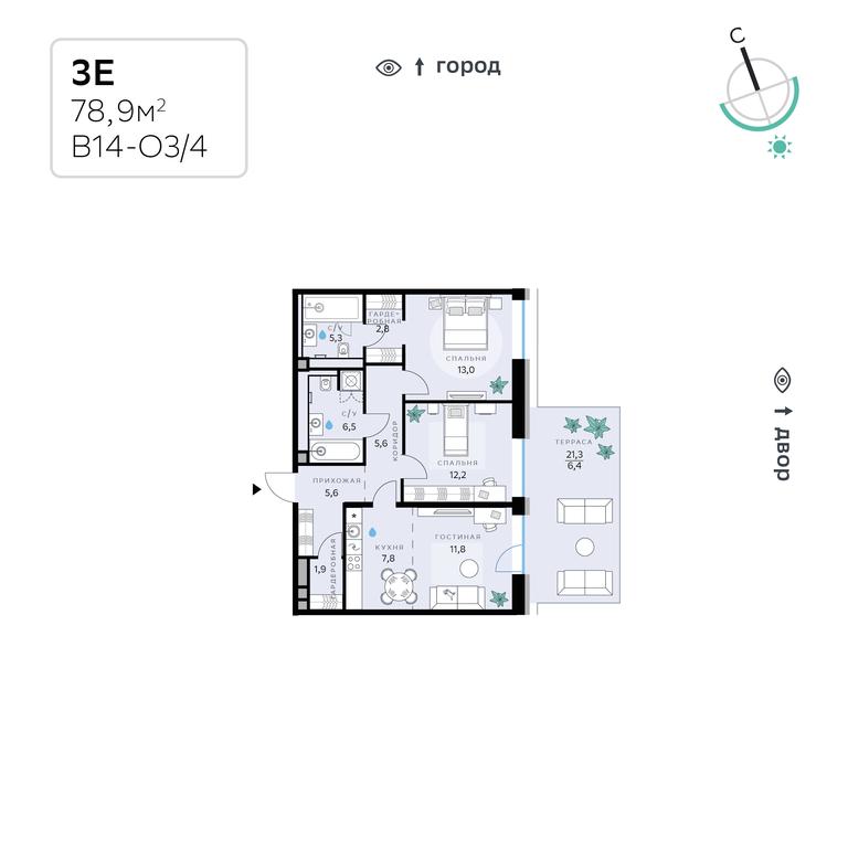 Продажа квартиры, 78,9 м² в ЖК «СберСити», жилой комплекс Сберсити, микрорайон Рублёво-Архангельское, Москва, Россия #1 Продажа квартиры, 78,9 м² в ЖК «СберСити», жилой комплекс Сберсити, микрорайон Рублёво-Архангельское, Москва, Россия #1