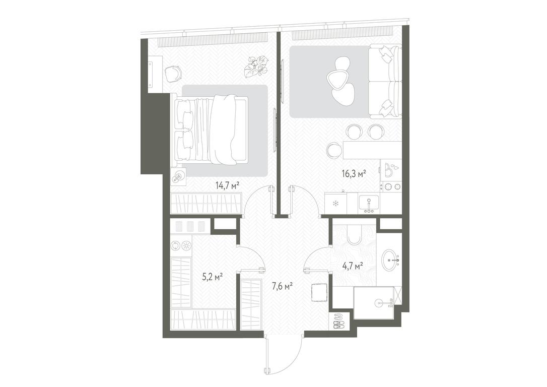 1-BD Apartment Sale, 48.5 sq. m. at One, 1st Krasnogvardeysky Drive, 11, Moscow, Russia #2