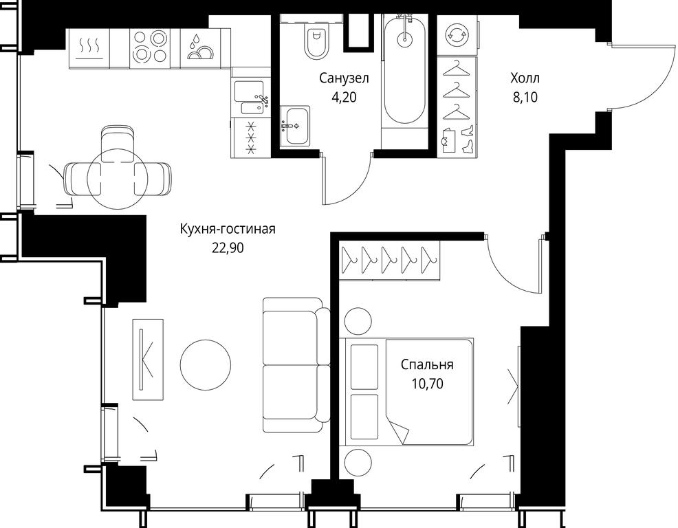 1-BD Apartment Sale, 45.9 sq. m. at VEER, Vereyskaya Street, Moscow, Russia #1