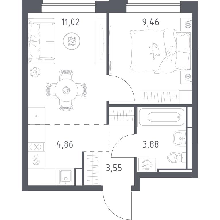 Apartment Sale, 32.77 sq. m. at Pribrezhnyi Park, Pribrezhniy Park Residential Complex, Village of Yam, Domodedovo City District, Moscow Region, Russia #1 Apartment Sale, 32.77 sq. m. at Pribrezhnyi Park, Pribrezhniy Park Residential Complex, Village of Yam, Domodedovo City District, Moscow Region, Russia #1