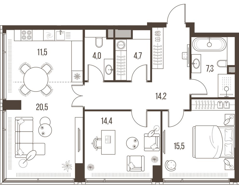 Продажа 2-комн. квартиры, 92,1 м² в ЖК «Хай Лайф (High Life)», Летниковская улица, 11/10с1, Москва, Россия #2