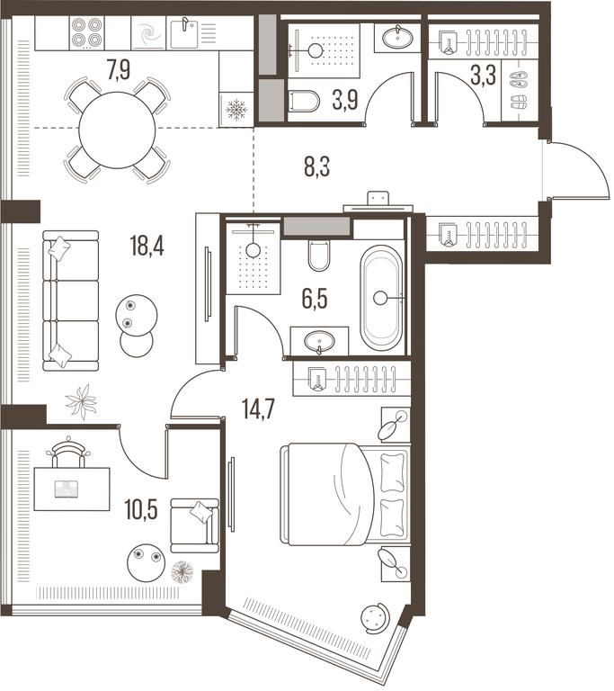 Продажа 2-комн. квартиры, 73,5 м² в ЖК «Хай Лайф (High Life)», Летниковская улица, 11/10с1, Москва, Россия #1