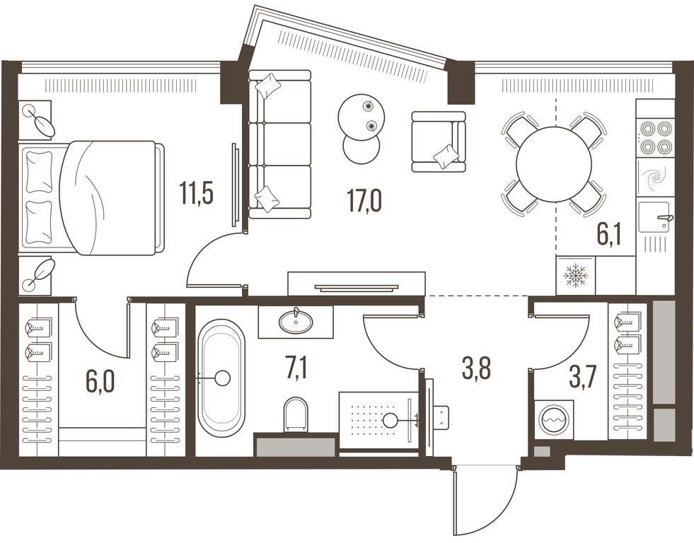 1-BD Apartment Sale, 55.2平方米 at High Life, Letnikovskaya Street, 11/10с1, Moscow, Russia #2