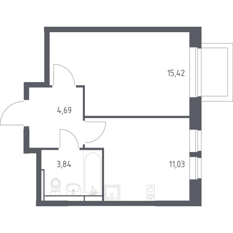 Apartment Sale, 34.98 sq. m. at Novoe Vidnoe, Kalinovka Village, Leninskiy City District, Moscow Region, Russia #1