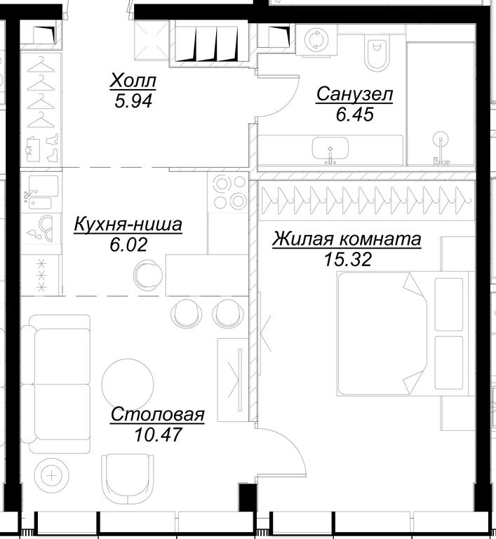 1-BD Apartment Sale, 43.88平方米 at Mod, 4th Maryinoy Roschi Street, 12с9, Moscow, Russia #1 1-BD Apartment Sale, 43.88平方米 at Mod, 4th Maryinoy Roschi Street, 12с9, Moscow, Russia #1