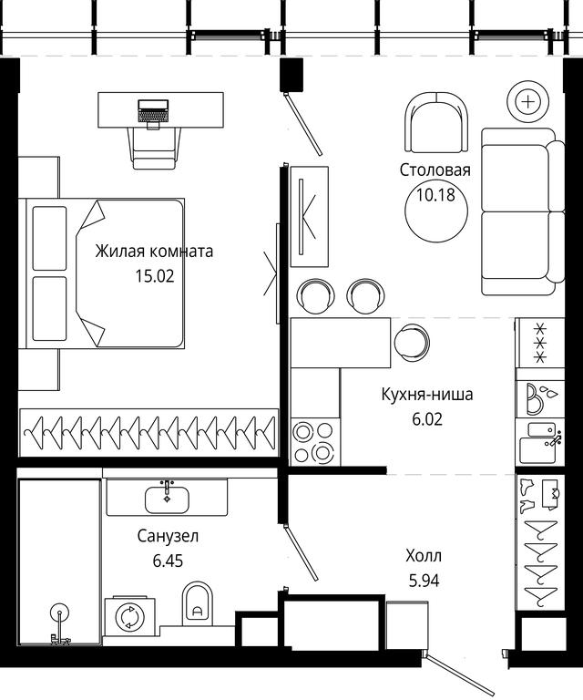 1-BD Apartment Sale, 43.88平方米 at Mod, 4th Maryinoy Roschi Street, 12с9, Moscow, Russia #2 1-BD Apartment Sale, 43.88平方米 at Mod, 4th Maryinoy Roschi Street, 12с9, Moscow, Russia #2