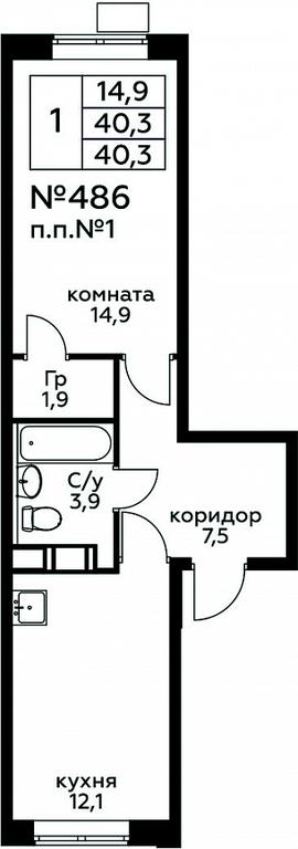 Продажа квартиры, 40,3 м² в ЖК «Цветочные Поляны», квартал № 23, поселение Филимонковское, Москва, Россия #1